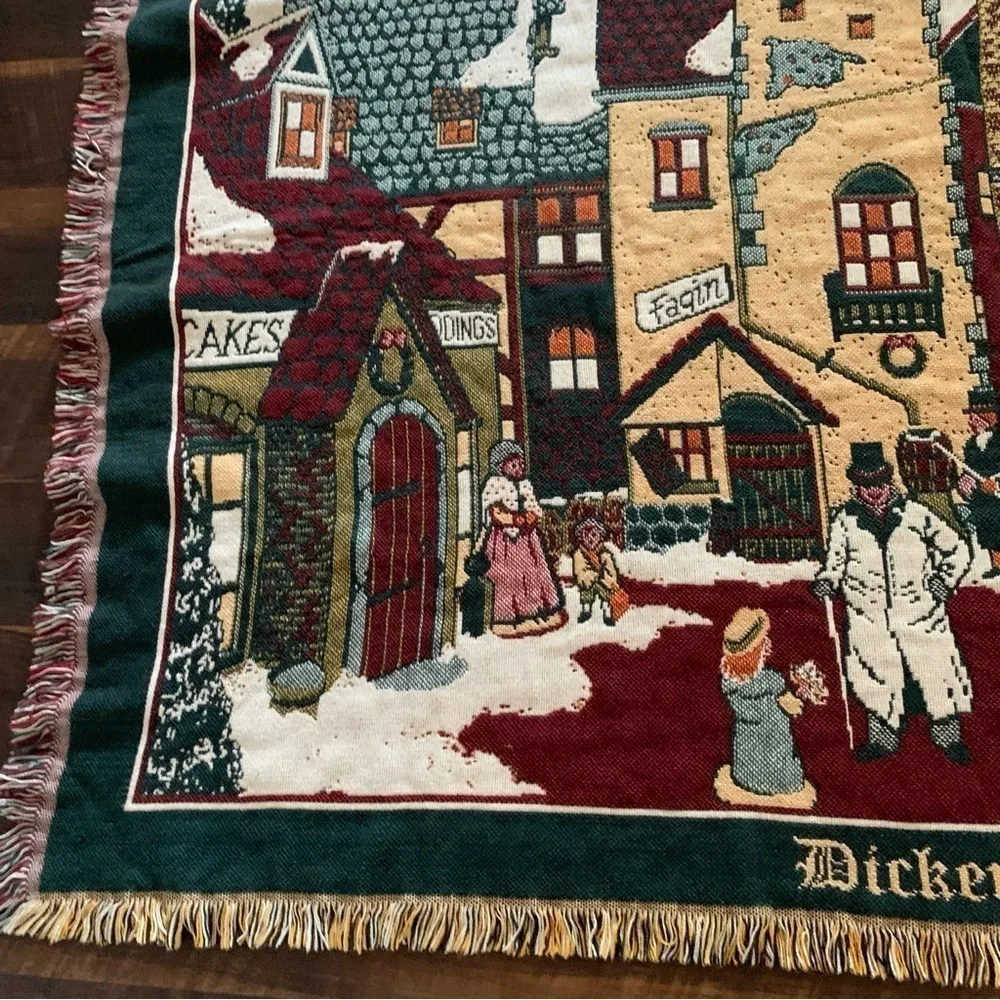 Goodwin Weavers Dept 56 Dickens Village 2nd Series Cotton Christmas Throw